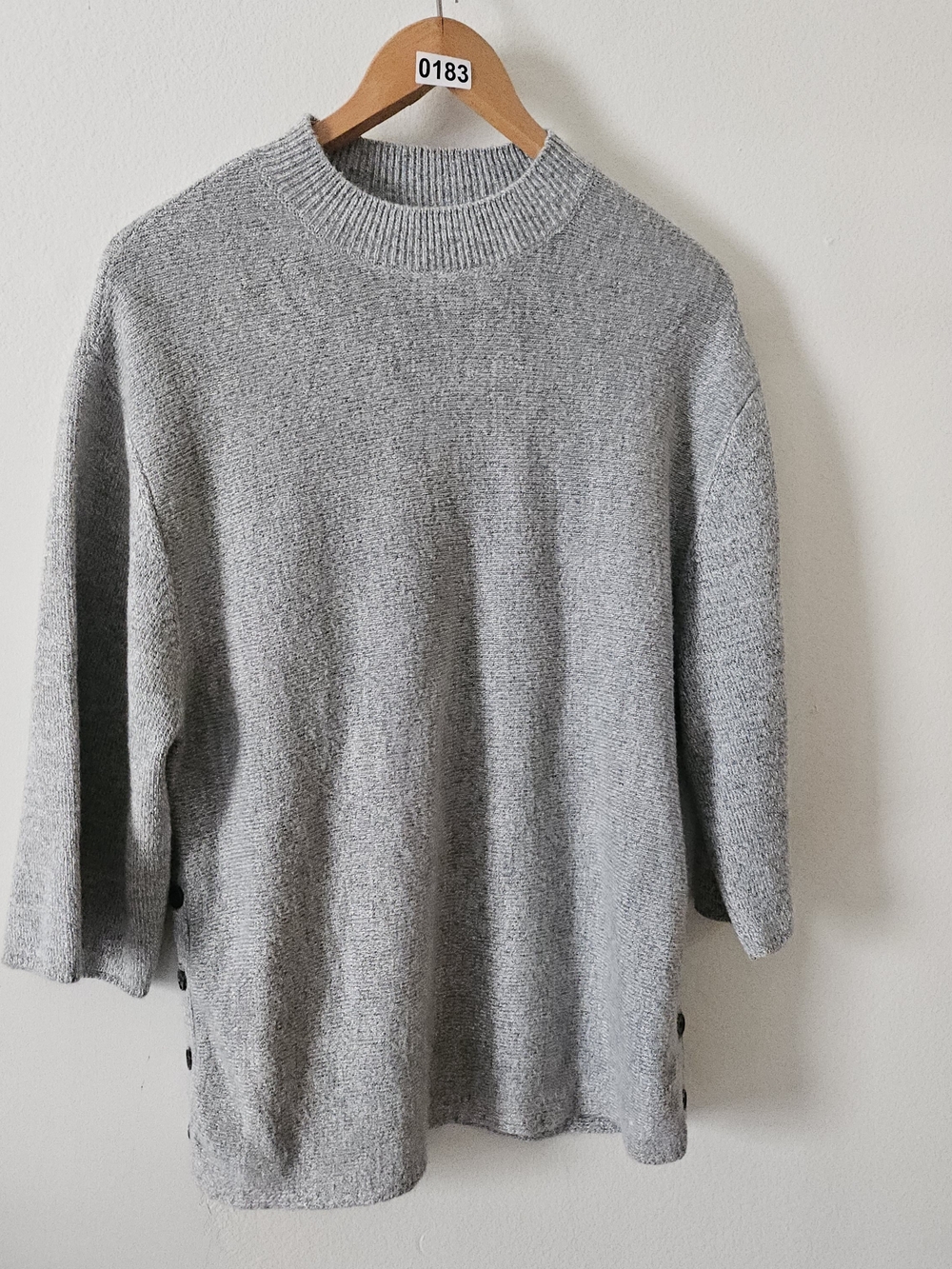 Premise Gray Mock Neck Sweater with Side Button Detail 183